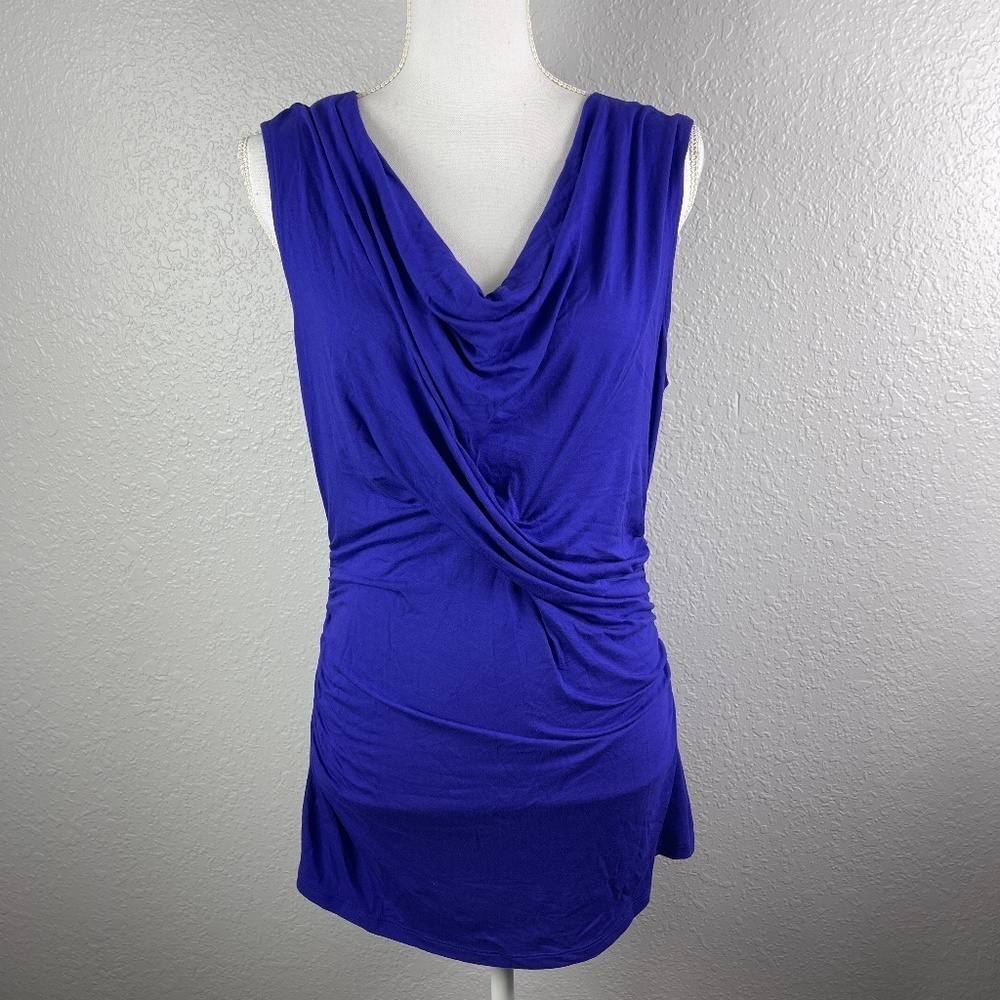 Express Beautiful Blue purple  top‎ with ruched cowl neck tank top Size Large
